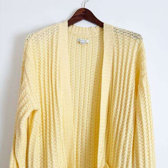 AMERICAN EAGLE Open Knit Crochet Cardigan Sweater Butter Yellow Small S - Picture 4 of 9